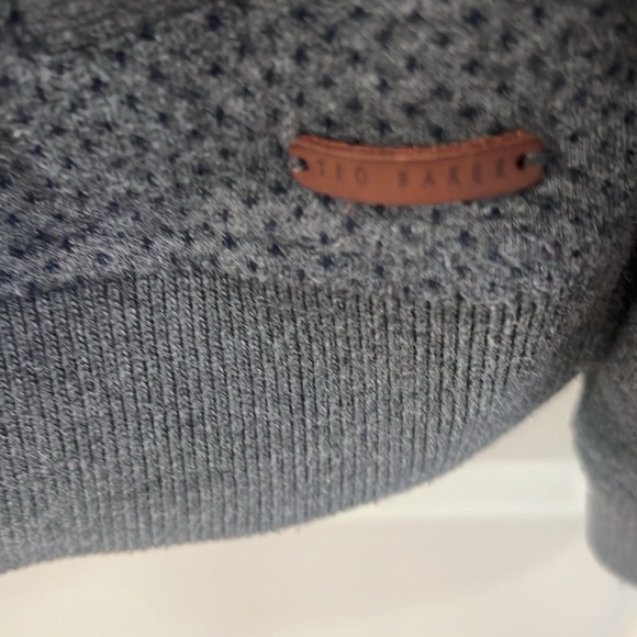 TED BAKER Gray Knit Terry Button Front Cardigan Sweater - Picture 7 of 16